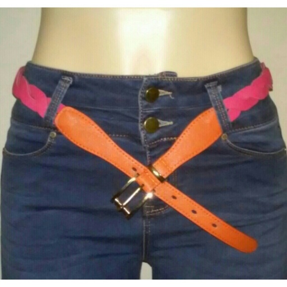Pink & Orange Flat Twist Belt - Picture 2 of 3